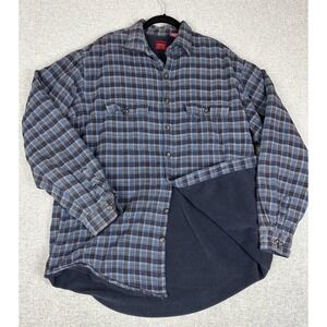 Arrow Jacket Mens Large Tall Blue Plaid Fleece Lined Flannel‎ Button Up